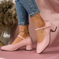 thumbnail image 4 of Tao Tao Women's Mary Heels Closed Toe Block Heel Round Toe Chunky High Heel Pumps Pink 41, 4 of 9
