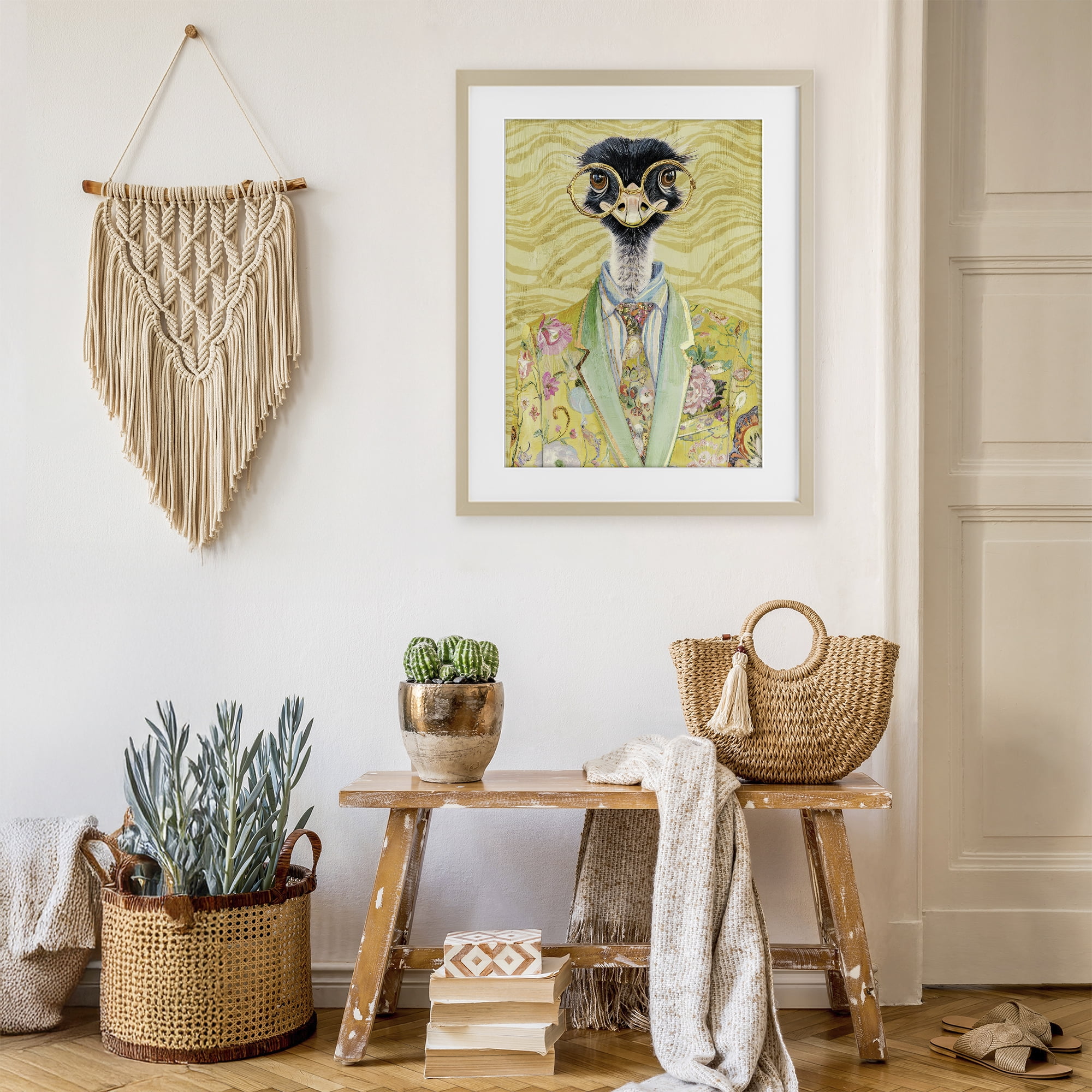 Stupell Industries Dandy Ostrich Portrait Birch Framed Print Under Glass, design by Svetlana Aleynikova