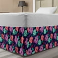 thumbnail image 1 of Floral Bed Skirt, Colorful Abstract Blossoms on a Dark Blue Background Modern Romantic Motif Print, Elastic Bedskirt Dust Ruffle Wrap Around for Bedding Decor, 4 Sizes, Multicolor, by Ambesonne, 1 of 2