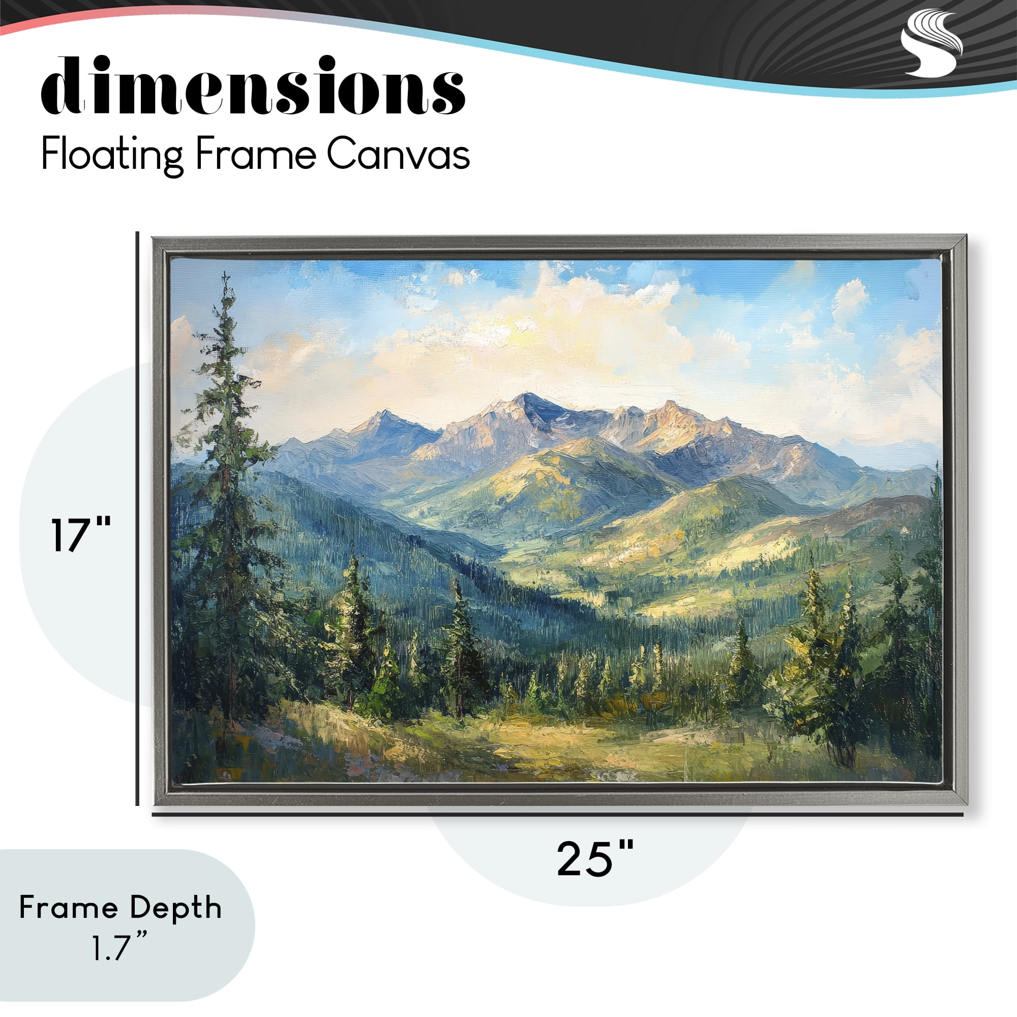 Stupell Industries Valley In The Mountains Gray Framed Floater Canvas Wall Art, design by Petal Prints Design