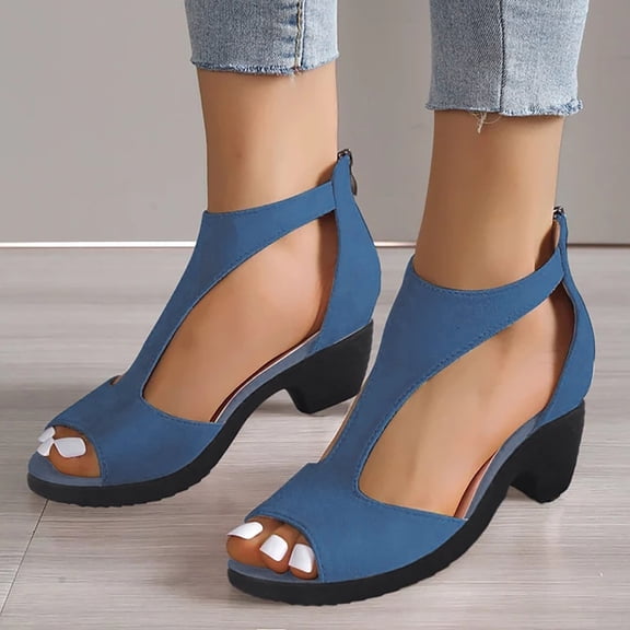 Vedolay Sandals for Women Women Open Toe Two Bands Fashion Block Heel Sandals with Adjustable Ankle Strap,Pink 7