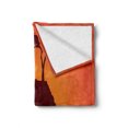 thumbnail image 2 of African Soft Flannel Fleece Throw Blanket, Safari Map Continent Giraffe and Tree Silhouette Savannah Wild Design, Cozy Plush for Indoor and Outdoor Use, 50" x 70", Orange and Brown, by Ambesonne, 2 of 6