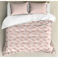 thumbnail image 1 of Dog Duvet Cover Set Queen Size, Scandinavian Pattern with Abstract Puppy Dogs with Scribbled Circles, Decorative 3 Piece Bedding Set with 2 Pillow Shams, Blush Dark Salmon and White, by Ambesonne, 1 of 3