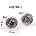 thumbnail image 2 of Gemelos de cristal morado para hombre, elegante diseño redondo, 2 of 2
