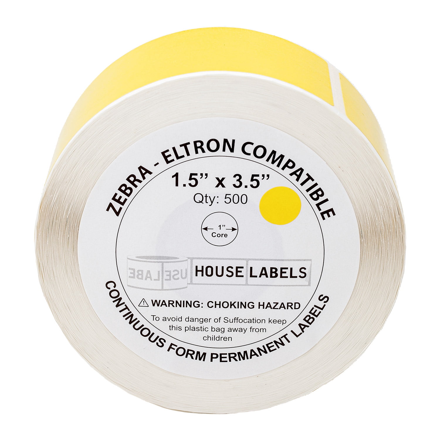 HOUSELABELS 1.5" x 3.5" Yellow Multipurpose Labels Compatible With Zebra and Rollo Printers, 30 Rolls / 500 Labels per Roll