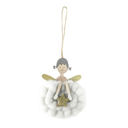 

Veki Christmas Decoration Wool Wooden Painted Christmas Angel Pendant Swinging Car Pig
