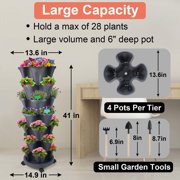 iHomeGarden 2 Pack of 7 Tier Strawberry Planter Tower, Stackable Vertical Garden Planter with Wheels for Herbs Flowers Vegetables, Dark Gray
