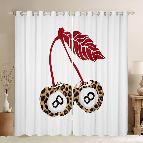 jejeloiu Abstract Cherry Billiards Curtains Pack of 2 (42x84 Each),Kids Ball Game Curtains Blackout,Brown White Bedroom Curtains For Adults,Ultra Soft Home Decor