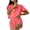 Red, variant on Jamicy Women Sleepwear Pajamas Set Gift for Mom Women's Striped Tee Shirts and Shorts Pajamas Set Side Slit Crewneck Loungewear