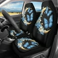thumbnail image 2 of ZIATUBLE Moon Butterfly Flower Front Seat Cover Set Stretchy Car Front Seat Protector 2 Piece Auto Interior Accessories Comfortable Driver Seat Covers for Women Fit Most Cars Sedan SUV Van, 2 of 7