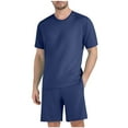 thumbnail image 2 of TMOYZQ Mens Pajama Sets Short Sleeve T Shirts Shorts 2 Piece Lounge Sets Loose Soft PJ Summer Sleepwear, 2 of 6