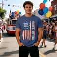 thumbnail image 2 of FINALGANG Mens 250 Years Distressed Vintage USA Flag Print Short Sleeve Crewneck Tee Casual Patriotic T Shirt For 4th Of July Independence Day Wear Navy S, 2 of 4