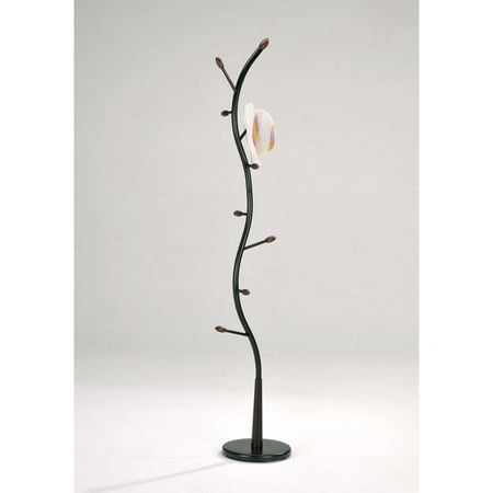 K & B Furniture Metal Standing Coat Rack - Black and Walnut