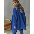 thumbnail image 4 of Women'S Long Sleeve Sweaters Coat Loose Knit Cable Open Front Cardigan Sweater Outerwear Coat with Pockets Blue S, 4 of 8