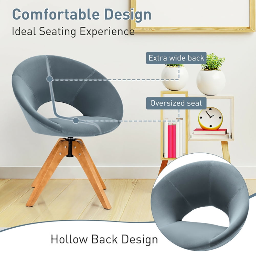 Finihen Swivel Accent Chair, Swivel Chair with Oversized Upholstered Seat, for Home, Office, Gray