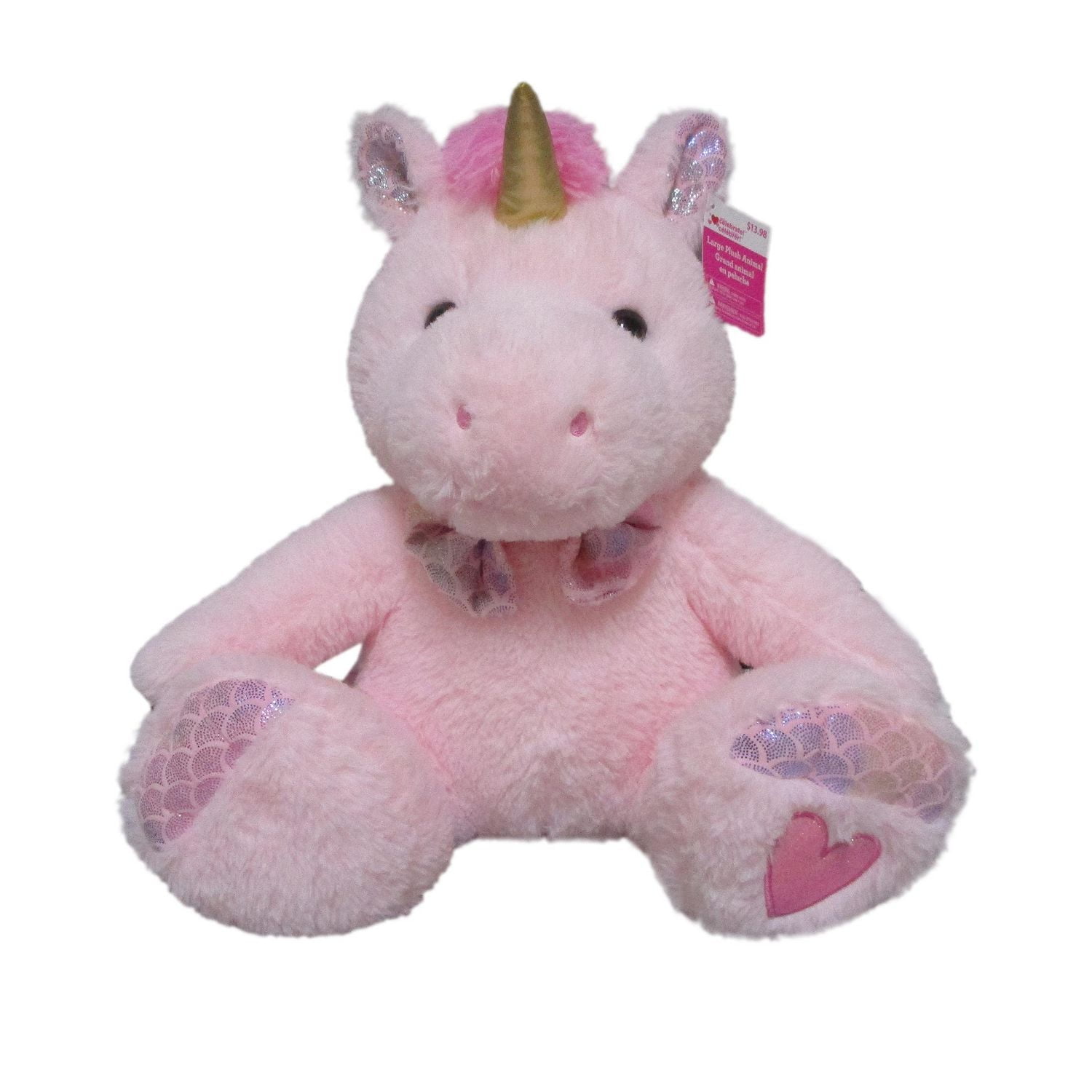 WAY TO CELEBRATE LARGE BIG FEET UNICORN ANIMAL PLUSH 14INCH