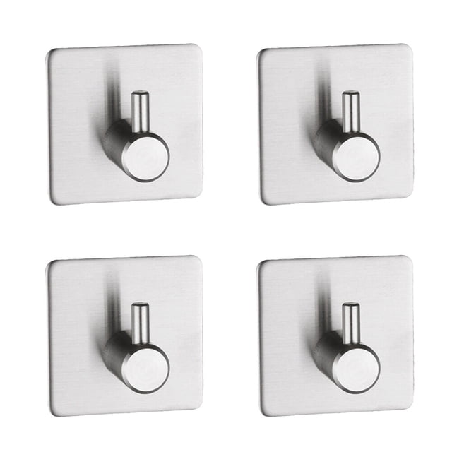 4 ganchos adhesivos multifuncionales de acero inoxidable para colgar toallas de cocina y baño, sin dejar rastro.