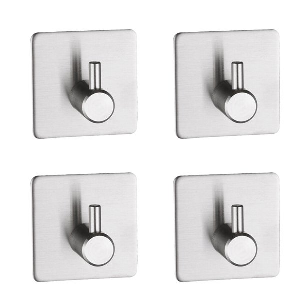 4 ganchos adhesivos multifuncionales de acero inoxidable para colgar toallas de cocina y baño, sin dejar rastro.