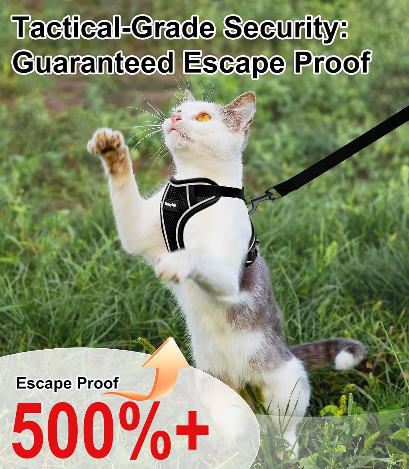 Cat Harness and Leash for Walking Escape Proof Soft Adjustable Cat Leash Breathable Comfortable Vest Easy to Wear Kitten Harness for Outdoor Travel (Black, S (7-12lb))