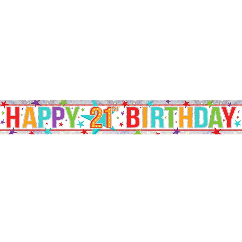 Amscan Happy 21st Birthday Banner Riesenformat – 165 X 50,8 Cm, Chevron-Design