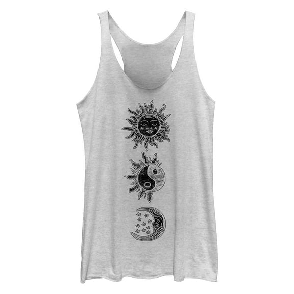 Women's Lost Gods Sun and Moon Sketches Racerback Tank Top