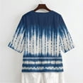 thumbnail image 5 of Xoenoiee Blue Tie Dye Print Womens Tops Dressy 3/4 Length Sleeve Henley V Neck Button Down Shirts Pleated Gauze Blouses Plus Size, Size 4XL, 5 of 7
