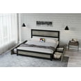 thumbnail image 6 of King Size Bed Frame With Headboard,Industrial Platform Bed Frame With 4 Storage Drawers and Charge Station,Strong Metal Slats Support,No Box Spring Needed,Noise Free, Easy Installation, 6 of 9