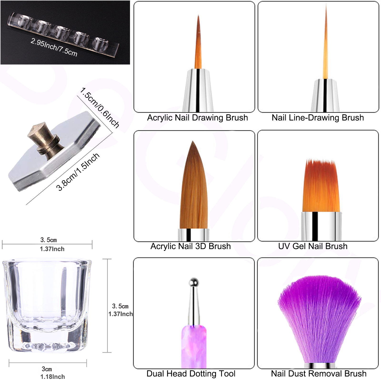 24PCS Nail Art Brushes Acrylic Nail Brush Set for Acrylic Application, UV Gel Nail Polish Brush Nail Art Painting Brush Dotting Tool Nail Dust Remover Brushes for Nail Salon Art Tools