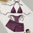 thumbnail image 4 of Stamzod Bikini Sets for Women 3 Piece Polka Dots Print Halter Bathing Suit with Bottoms Shorts Swimsuit for Women 2026, 4 of 5