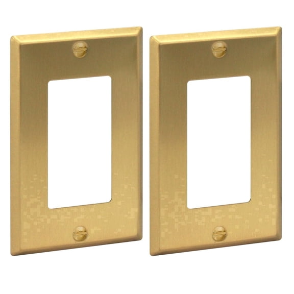 Rio Salto BRASS Signature Collection Metal Gold Light Switch Wall Plate or Outlet Cover Decorator Receptacle Wall Plate 2-Pack Single Wallplate Rocker 1 Gang Standard Size