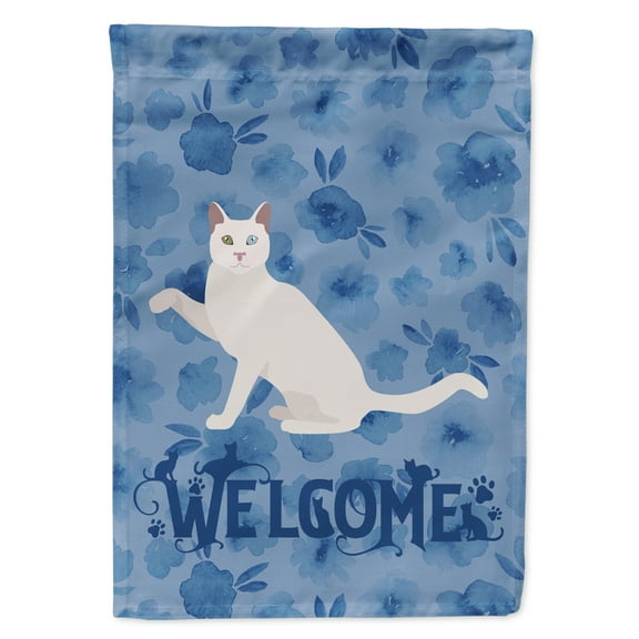 Carolines Treasures CK5038CHF Khao Manee Cat Welcome Flag Canvas House Size Large multicolor