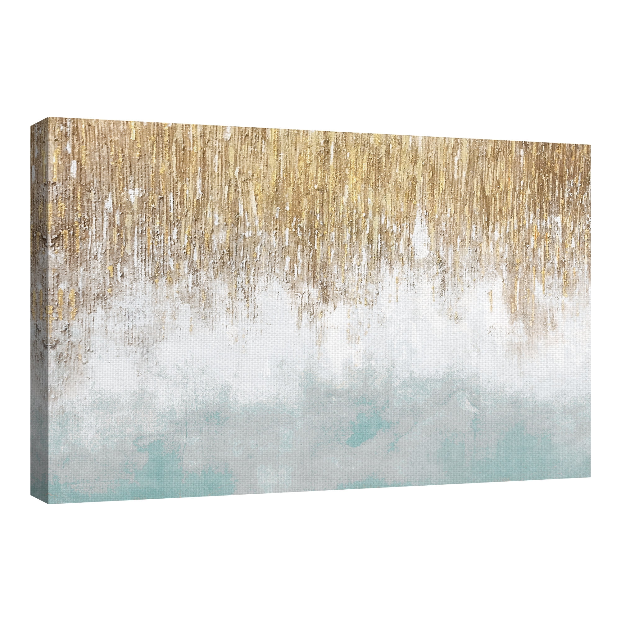 Masterpiece Art Gallery Sage Blue & Gold Shimmer Abstract by Willowbrook Fine Art Canvas Art Print 24" x 36"