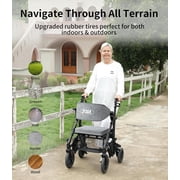 VOCIC Z51 Foldable 4-Wheel Rollator with Seat, Transport Chair & Dual Brakes, Black, 300 lb Limit