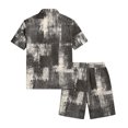thumbnail image 4 of Men's 2 Piece Summer Outfits Texture Pattern Short Sleeve Shirt and Shorts Matching Set for Beach Cruise Resort Vacation, 4 of 6
