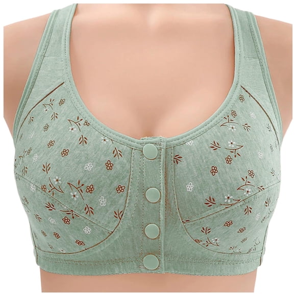 Brasier Sujetador sin Aros con Botones Delanteros Estampados para Mujer, Talla Grande, Ropa Interior Grande