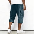 thumbnail image 5 of Lumtrix Below The Knee Cargo Shorts for Men Multi-Pockets Baggy Casual Corduroy Capri Pants Elastic Waist Big and Tall Hiking Pants Blue M, 5 of 9