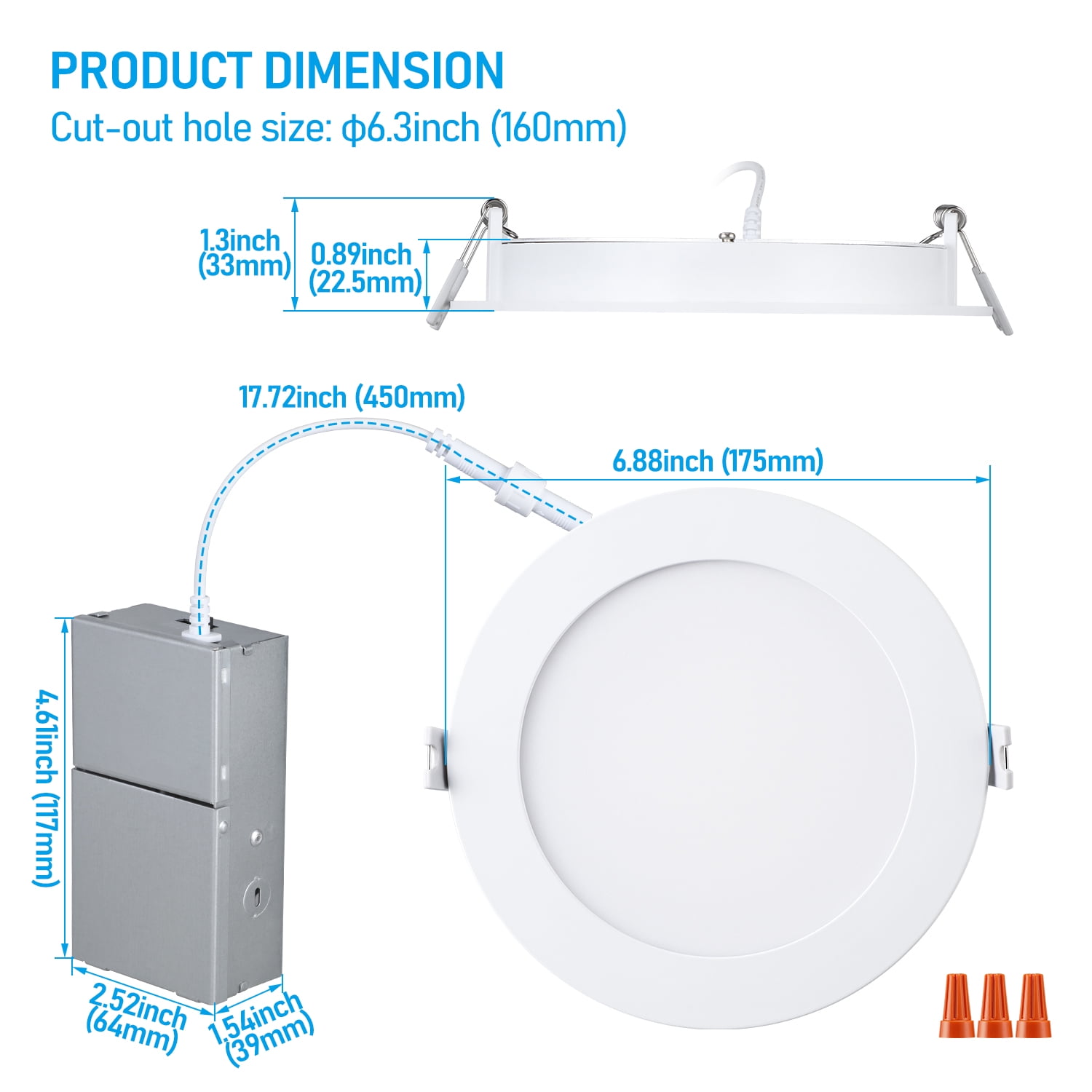 TORCHSTAR 18-Pack 6 Inch LED Recessed Lighting with Junction Box, CRI90, 5CCT Dimmable Ultra-Thin Recessed Downlight, 2700K-5000K Color Temperature Selectable, ETL and Energy Star Certified
