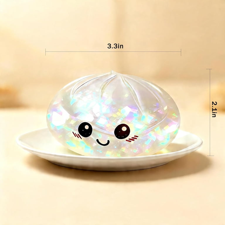 Juguete Sensorial Dumpling Con Purpurina – Antiestrés De Goma Termoplástica, 9,5x6 Cm, Ideal Para Aliviar Tensión En Casa U Oficina