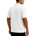 thumbnail image 5 of Short Sleeve Waffle Texture Polo for Men Button Placket Chest Pocket Tshirt Casual Summer Breathable Lightweight Golf Top White L, 5 of 5