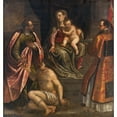 thumbnail image 2 of Alessandro Maganza 15x16 Gold Ornate Wood Frame and Double Matted Museum Art Print Titled - The Virgin and Child with St Martin and St Petronius (1590), 2 of 4