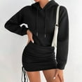 thumbnail image 2 of Daznico Sweatshirt for Women - Women's Fall Winter Hooded Drawstring Bodycon Long Sleeve Sweatshirt Dress, Hooded Sweatshirt Women,Color:Black Size:XL, 2 of 6