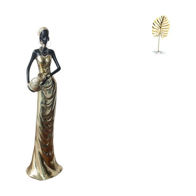 Figura de dama tribal africana, escultura de hoja de metal de arte vintage, adorno abstracto decorativo para chimenea, armario, estantería, decoración