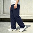 thumbnail image 2 of Xaqiouau Boys Wide Leg Sweatpants Loose Fit Casual Pants with Side Seam Detail Elastic Waist Drawstring Full Length Trousers Kids Everyday Sportswear Navy 10-11Years, 2 of 8
