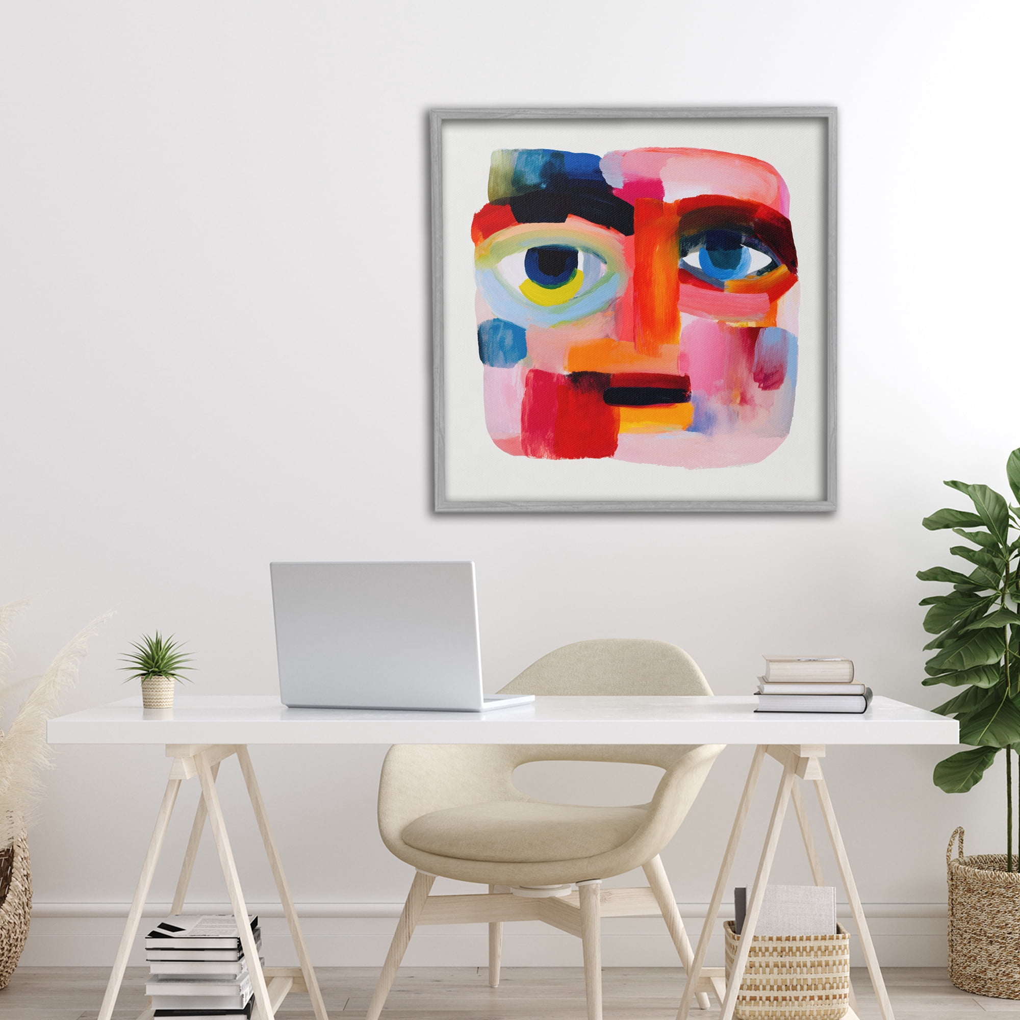 Stupell Industries Cubist Gaze in Vivids Gray Framed Giclee Art, design by Chromatic Storm Studio