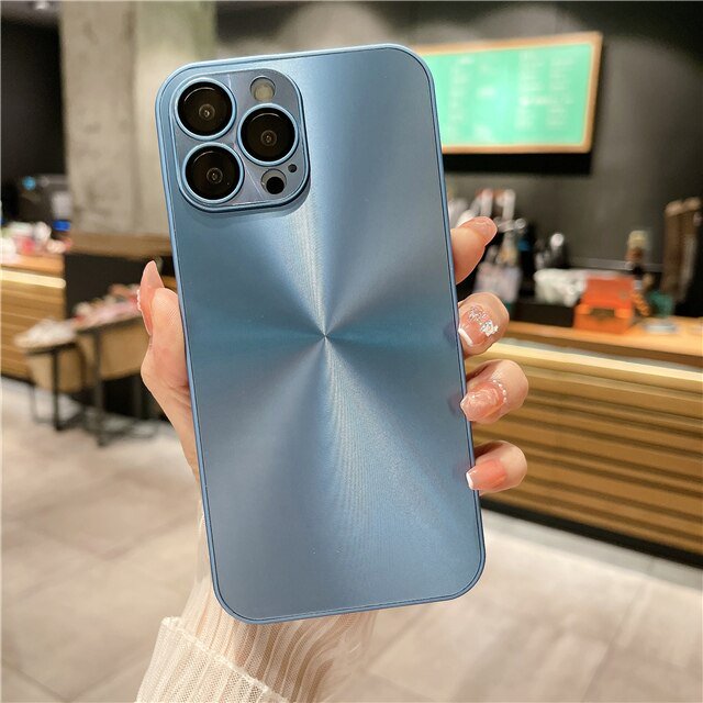Funda de teléfono con marco cuadrado de silicona para iPhone 14 Pro Max, carcasa protectora de lente de lujo con líneas de CD deslumbrantes para iPhone 11 12 13 14Plus Fivean unisex