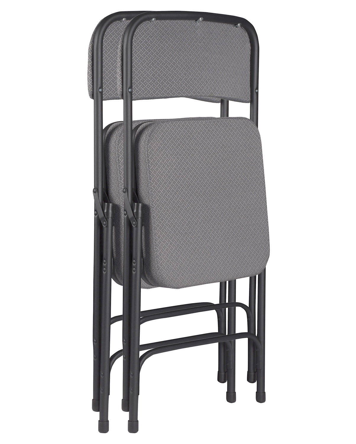 Hampden Furnishings Bernadine Collection Deluxe Fabric Padded Folding Chair, Charcoal Grey, Pack of 2