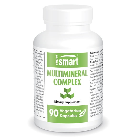 SuperSmart Multimineral Complex Supplement (Full Spectrum) - with Magnesium, Zinc, Boron, Calcium, Chromium, Selenium, Iodine, Potassium | Non-GMO & Gluten Free - 90 Vegetarian Capsules