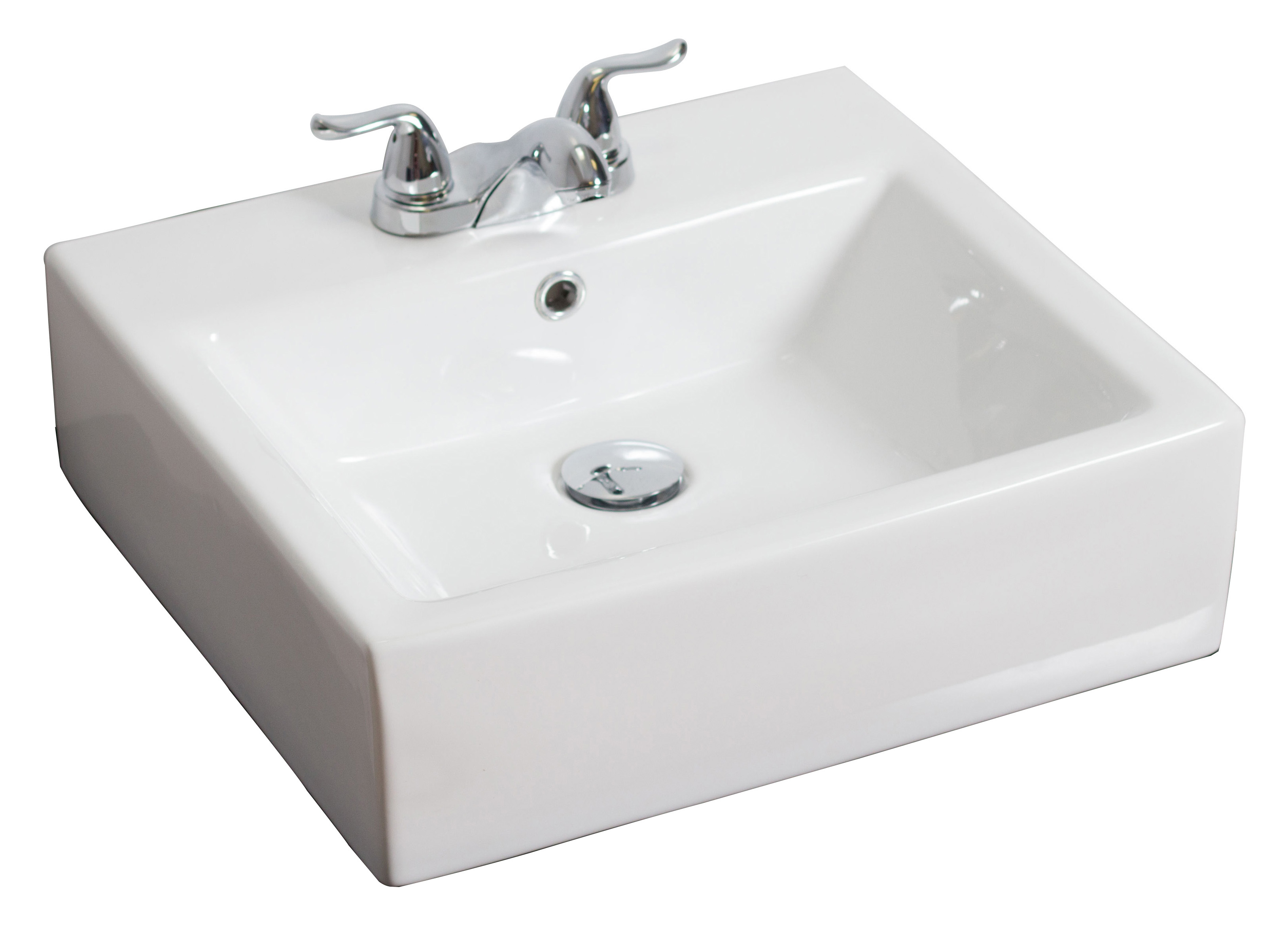 American Imaginations 19.75-in. W Above Counter White Bathroom Vessel Sink For 1 Hole Center Drilling AI-438