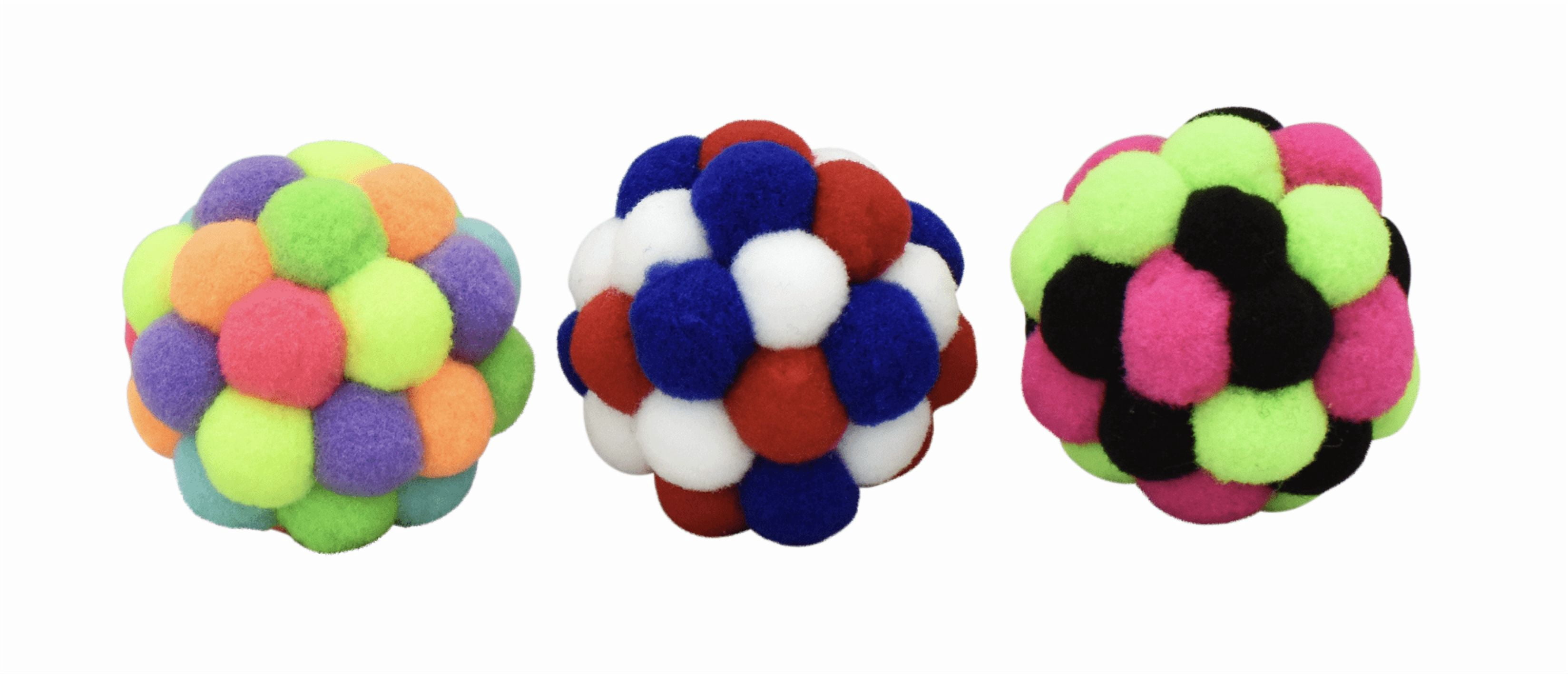 (4 pack) Vibrant Life Pom Pom Cat Toy, Assorted Colors