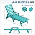 thumbnail image 2 of LOYALICE Adjustable Wheeled HDPE Plastic Outdoor Patio Lounge Chair W/ Cup Holder,78.3"x25.1"x16.3", Turquoise, 2 of 11